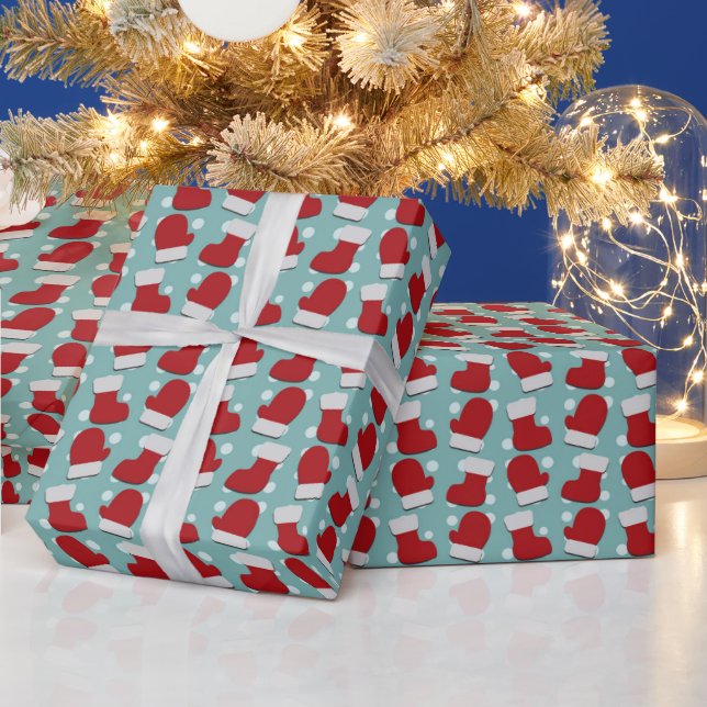 Papel De Presente Meias de Natal Vermelhas Brancas Azuis Luvas  (Feriados)