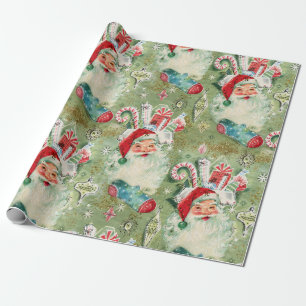 Papel De Presente Meias de Natal Vintage Retro Papai Noel