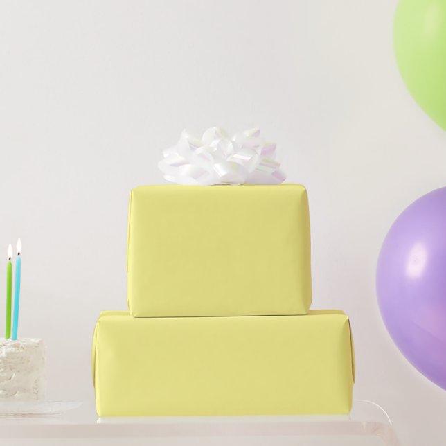 Papel De Presente Meio de luz amarelo sólido, (Presentes para festas)