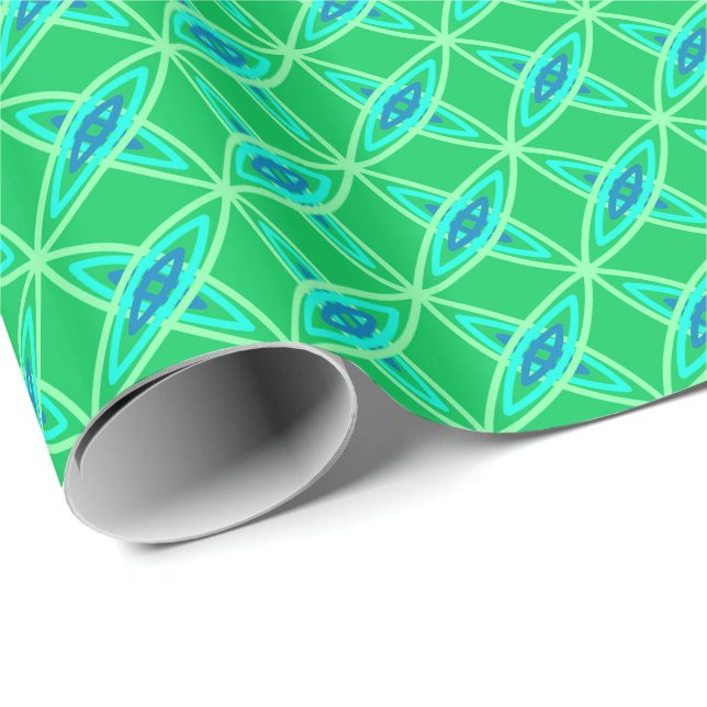 Papel De Presente Meio século Atômica moderno - Jade Green (Ponta do rolo)