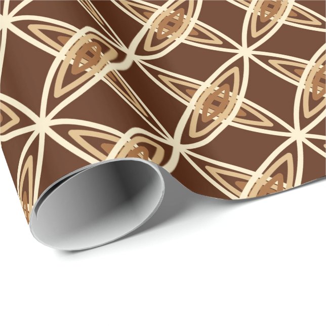 Papel De Presente Meio século atômico moderno - Castanho de chocolat (Ponta do rolo)