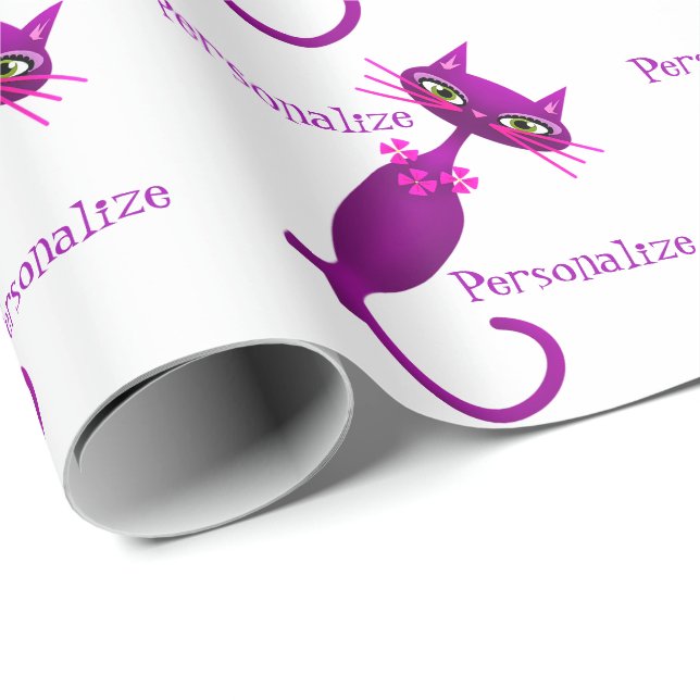 Papel De Presente Meio século de gato retrô giro (Ponta do rolo)