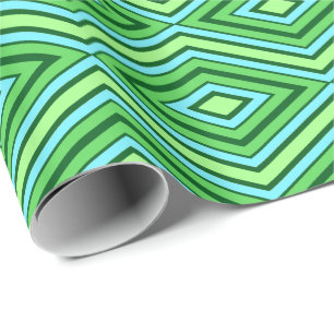 Papel De Presente Meio século Diamond Pattern Jade Green e Aqua