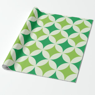 Papel De Presente Meio século geométrico branco e verde