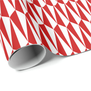 Papel De Presente Meio século geométrico, vermelho e branco