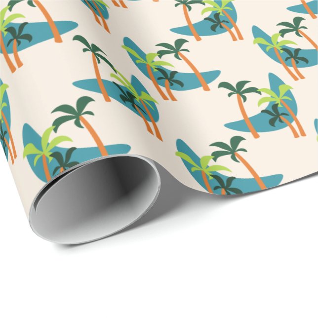 Papel De Presente Meio século Modern Palm Oasis (Ponta do rolo)