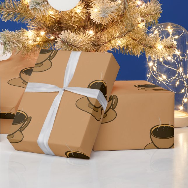 Papel De Presente Meio século Moderno Café Marrom (Feriados)