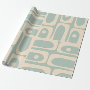 Papel De Presente Meio século Moderno Piqueta Retro Leve Celadon Azu
