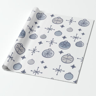 Papel De Presente Meio século Moderno Retron Christmas Art Silver