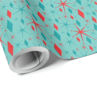 Papel De Presente Meio século retro Starburst e Natal dos diamantes