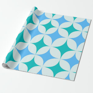Papel De Presente Meio século Retro Starbursts Padrão Azul