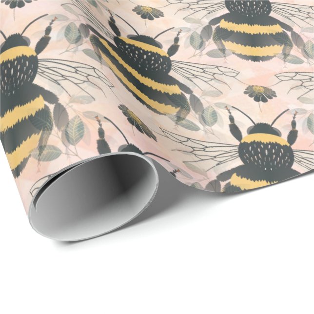 Papel De Presente Mel Abejas Insetos   | (Ponta do rolo)