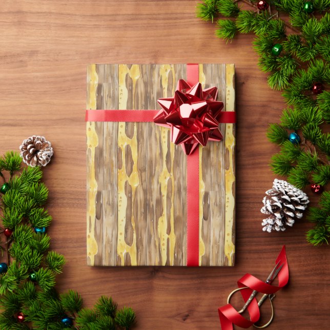 Papel De Presente Mel Doce Marrom Dourado Gotas De Natal  (Presente de Natal)
