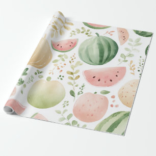 Papel De Presente Melancia Fofo Colorido Rosa Verde