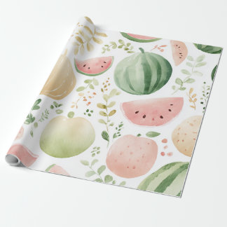 Papel De Presente Melancia Fofo Colorido Rosa Verde