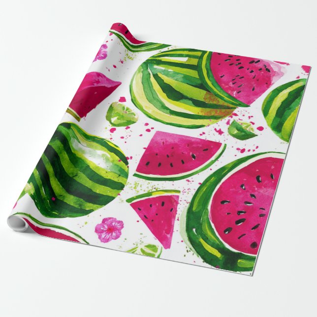 Papel De Presente Melancia Fofo Colorido Rosa Verde (Desenrolado)