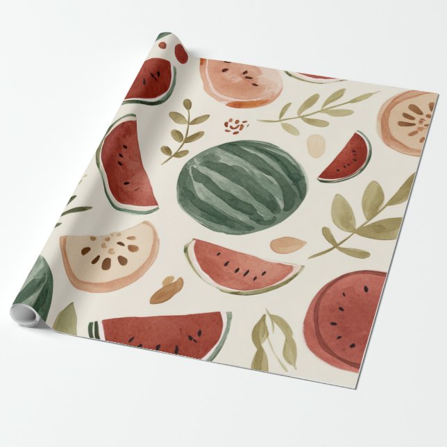 Papel De Presente Melancia Fofo Colorido Rosa Verde (Desenrolado)