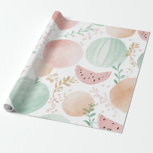 Papel De Presente Melancia Fofo Colorido Rosa Verde