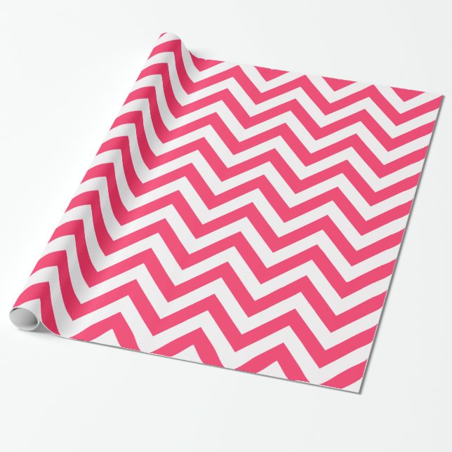Papel De Presente Melancia Rosa Branco XL Padrão Chevron ZigZag (Desenrolado)