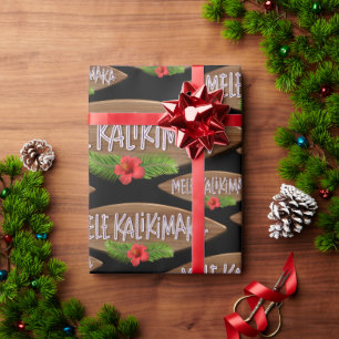 Papel De Presente Mele Kalikimaka - Quadro Feliz de Natal no Havaí