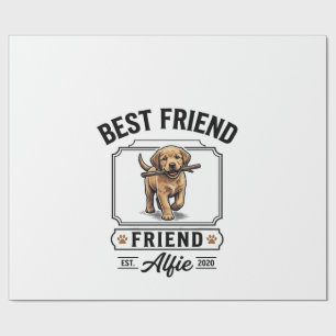 Papel De Presente Melhor Amigo Alfie Design Vintage Amante de Cães_1