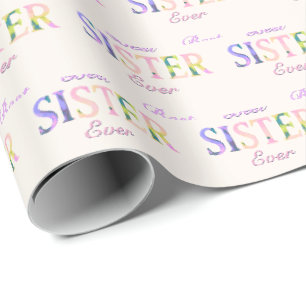Papel De Presente Melhor Irmã de Todos os Tempos Padrão Marfim