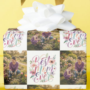 Papel De Presente Melhor Mãe do Mundo Aquarela Floral Personalizada