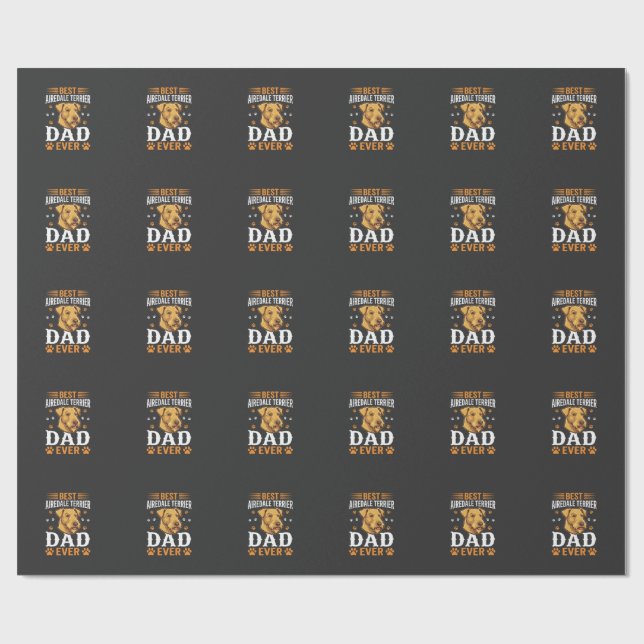 Papel De Presente Melhor Pai de Airedale Terrier de Todos os Tempos  (Aberto)