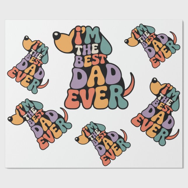 Papel De Presente Melhor Pai de Todos os Tempos Gráfico de Cachorro  (Aberto)