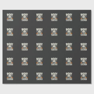 Papel De Presente Melhor Professor Dia das Bruxas Fantasma Design_1