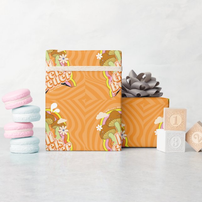 Papel De Presente Melhora | Boas Vibes e Groovy se sentem personaliz (Chá de bebê)