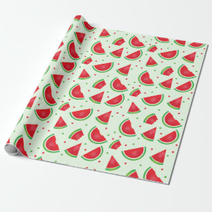 Papel De Presente Melon Watermelon Fruta Padrão Verão Verde