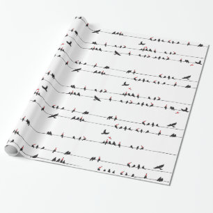 Papel De Presente Melros nos fios