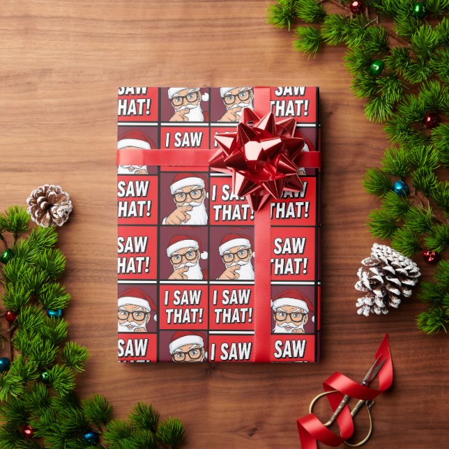 Papel De Presente Meme engraçado do Papai Noel "Eu Vi Isso" em HQ (Presente de Natal)