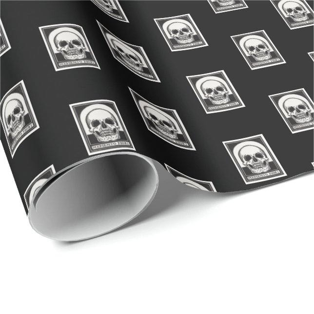 Papel De Presente Memento Mori Skull Art (Ponta do rolo)