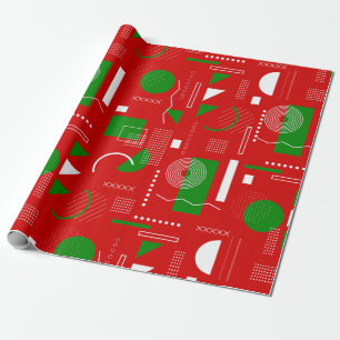 Papel De Presente memória do natal vermelho vintage geométrico dos a