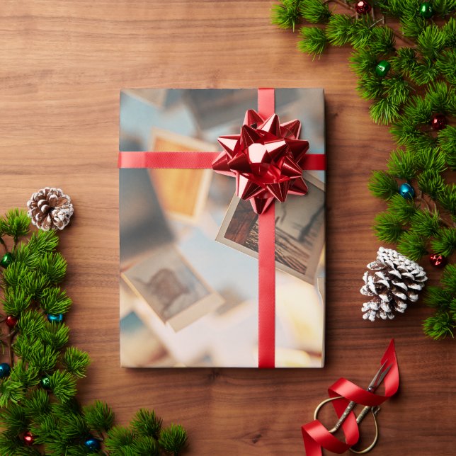 Papel De Presente Memórias Flutuantes de Polaroid (Presente de Natal)