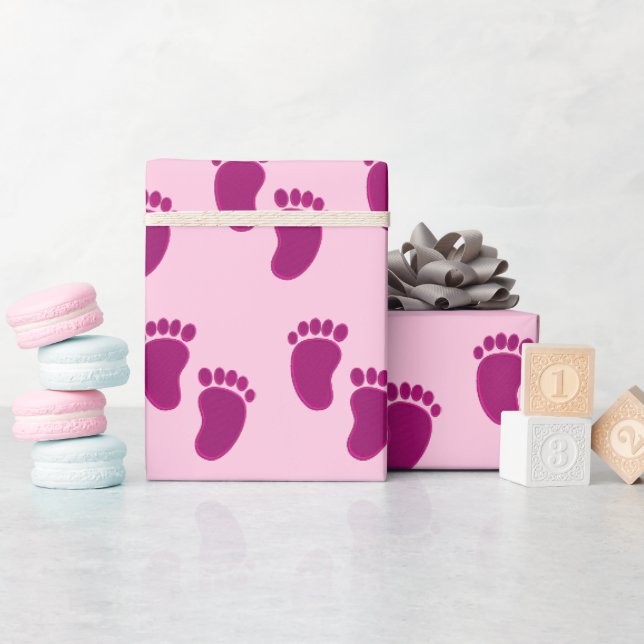 Papel De Presente Menina Bebê Rosa Padrão de Impressão de Bordado Fa (Chá de bebê)