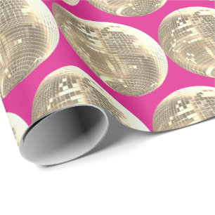 Papel De Presente Menina branca rosa-quente Dourada Espelho Disco 