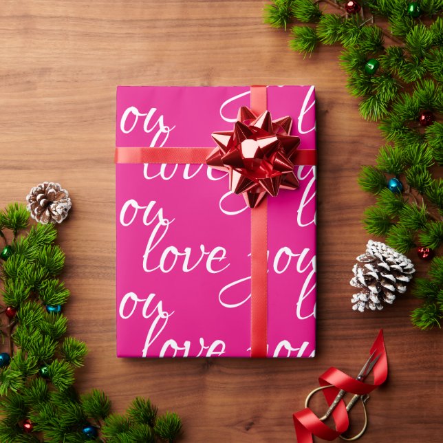 Papel De Presente Menina Chic "Te Amo Você Te Ama" Rosa Quente (Presente de Natal)