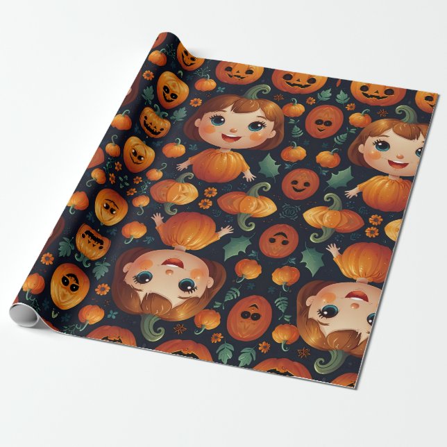 Papel De Presente Menina de Abóbora (Desenrolado)