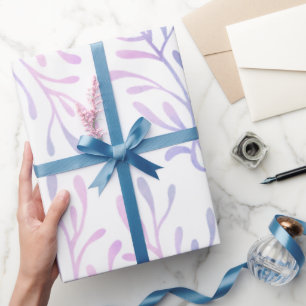 Papel De Presente Menina de Algas Marinhas Roxas 1º Aniversário Sere