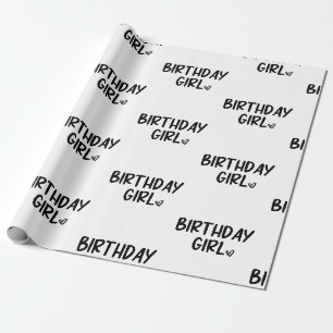 Papel De Presente Menina de aniversário branca negra minimalista