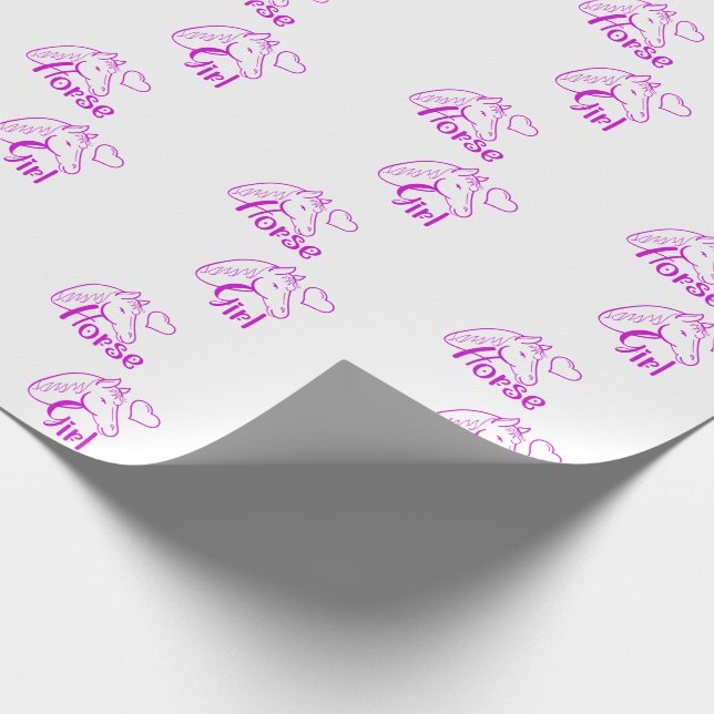 Papel De Presente Menina de Cavalo em Roxo com Fonte de Cabeça de Ca (Ponta)