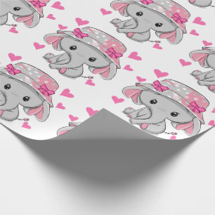 Papel De Presente Menina de Elefante Bonita
