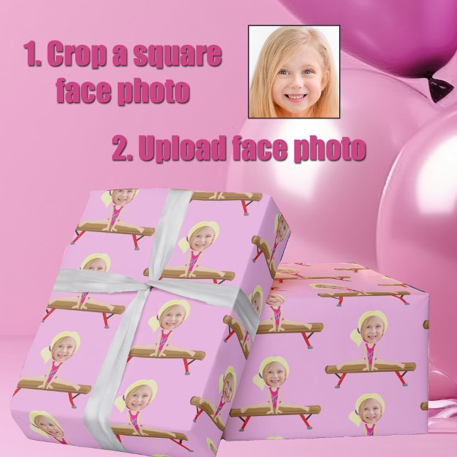 Papel De Presente Menina de Ginástica Fofa Foto Personalizada de Cri (Criador carregado)