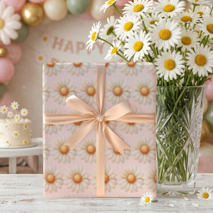 Papel De Presente Menina de Primeiro Aniversário com Margarida em Aq
