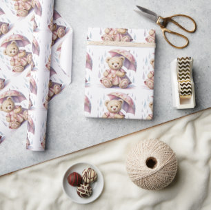 Papel De Presente Menina do Urso Teddy Doce Favor da Festa de Chás d