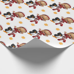 Papel De Presente Menina e Pássaro de Natal