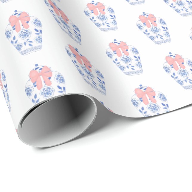 Papel De Presente Menina Elegante Chá Fita Rosa Fita Ginger Jar (Ponta do rolo)